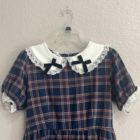 Xia Mi Women’s Cute Plaid Baby Doll Mini Dress Short Sleeve Size Small - Picture 5 of 9